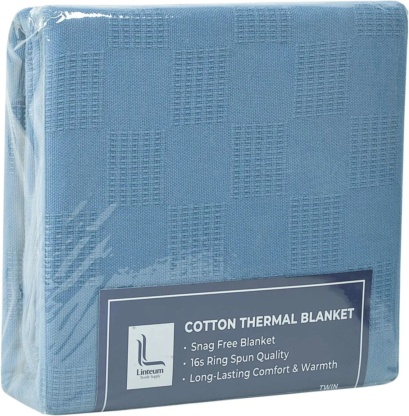 Linteum Textile Supply Thermal Blanket (Blue, Twin) Long Lasting and Durable Snag-Free Soft Blanket, Made from 100% Cotton Material for Home, Hospitals, 66x90 Inches
