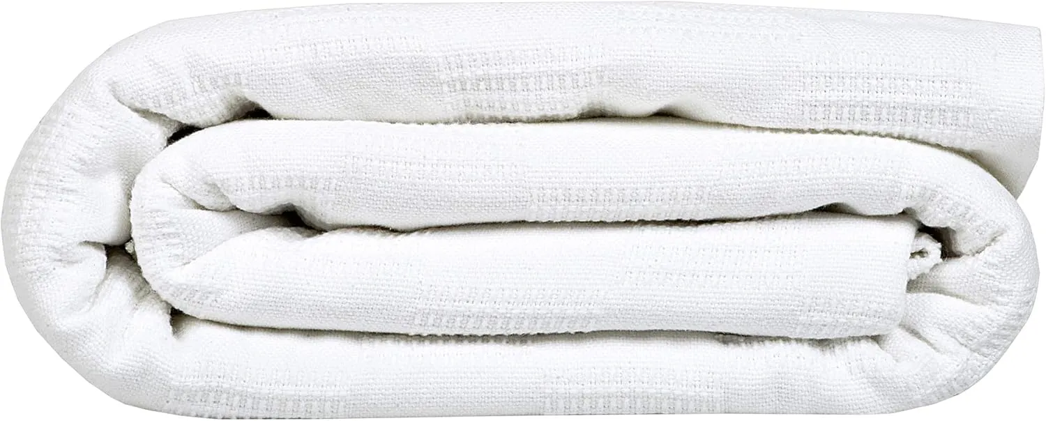 Linteum Textile Supply Thermal Blanket (White, Queen) Long Lasting and Durable Snag-Free Soft Blanket, Made from 100% Cotton Material for Home, Hospitals, 90x90 Inches