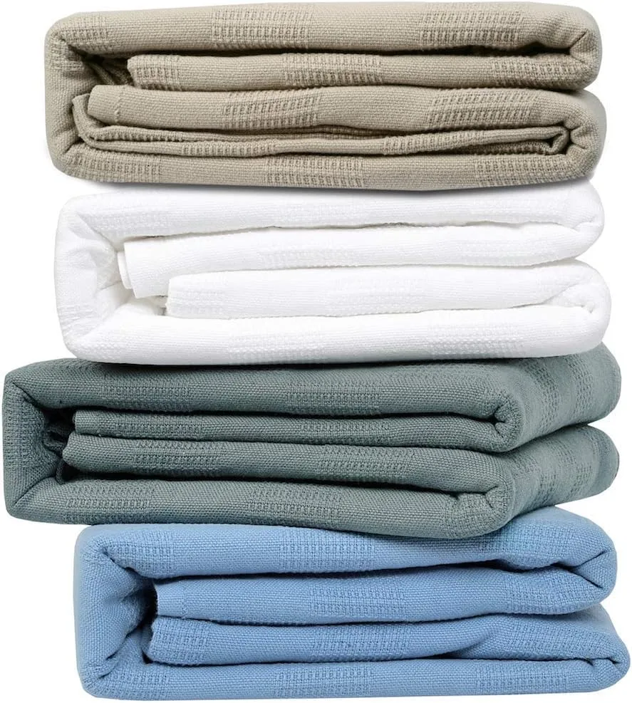 Linteum Textile Supply Thermal Blanket (White, Queen) Long Lasting and Durable Snag-Free Soft Blanket, Made from 100% Cotton Material for Home, Hospitals, 90x90 Inches