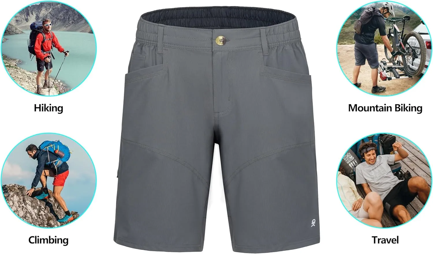 Little Donkey Andy Men's Hiking Cargo Shorts with 9 Pockets Lightweight Water-Resistant Quick Dry Golf Travel Shorts
