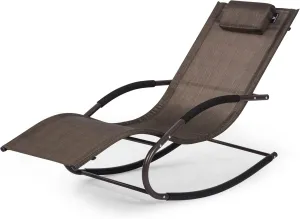 Lounge Chair, Outdoor Chaise Lounge with Detachable Pillow for Patio, Lawn, Pool, Outdoor Lounge Chairs, Brown