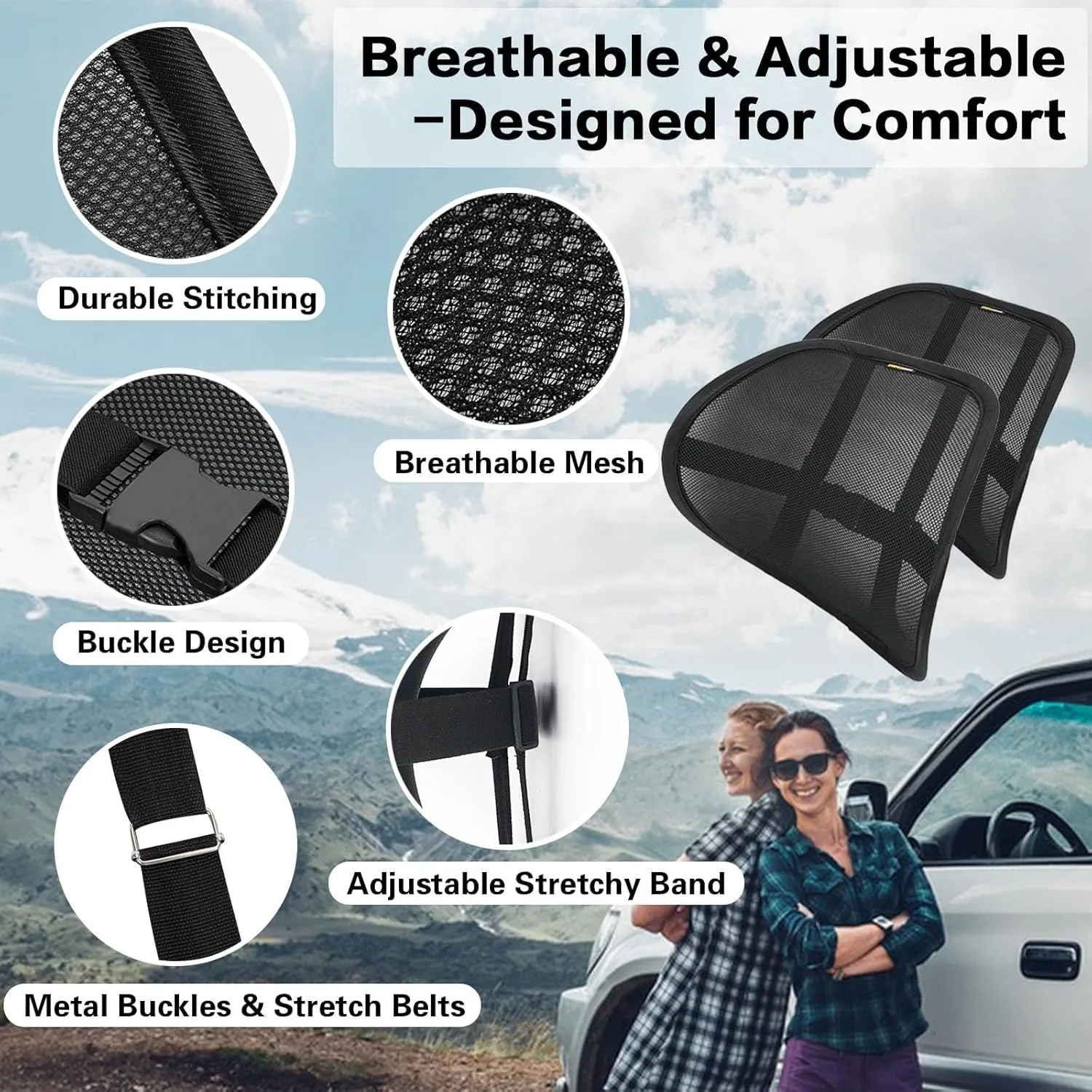 Lumbar Support Back Support for Office Chair 2 Pack Lumbar Support Pillow for Car Chair Back Support with Double Layer Breathable Mesh & Adjustable Straps