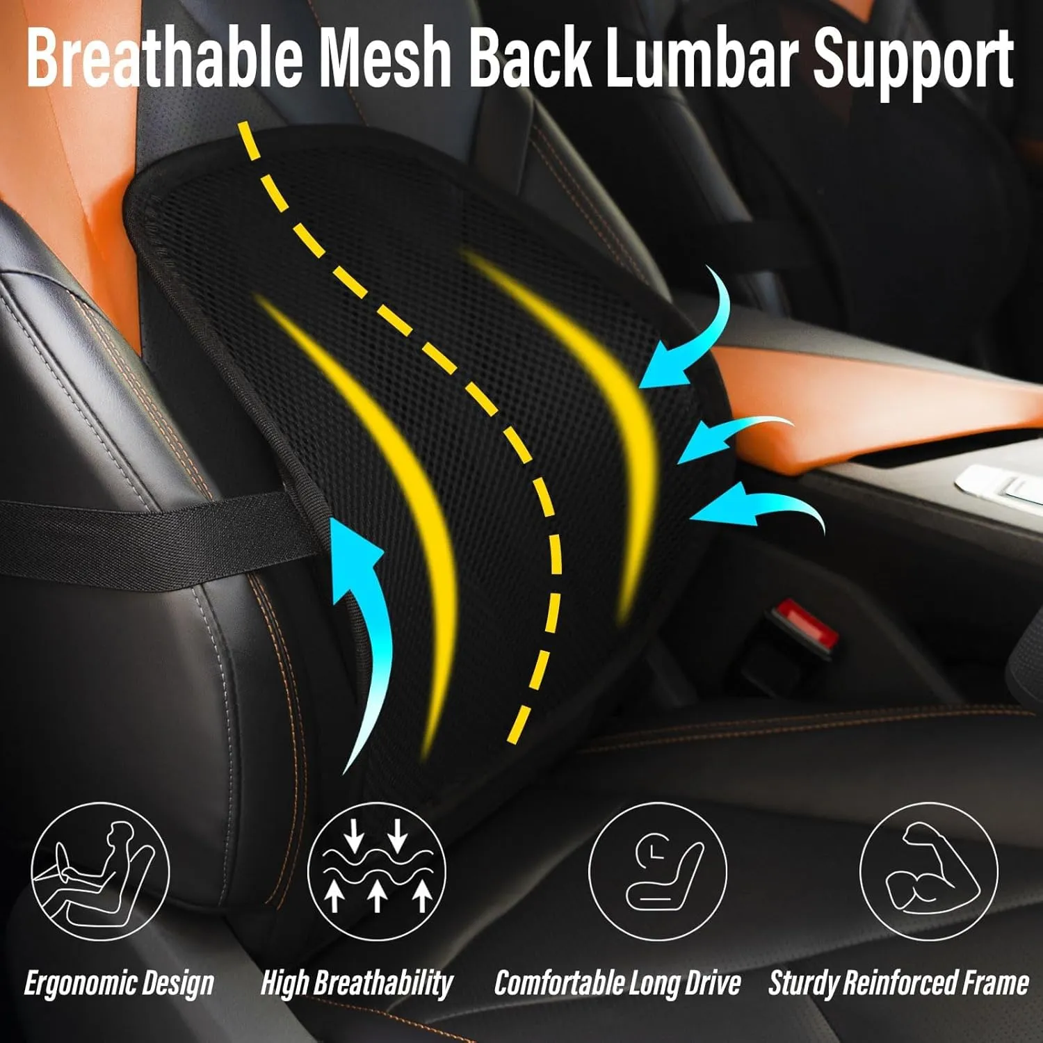 Lumbar Support Back Support for Office Chair 2 Pack Lumbar Support Pillow for Car Chair Back Support with Double Layer Breathable Mesh & Adjustable Straps