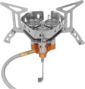 Luqeeg Windproof Camp Stove, 3 Core Lightweight Strong Firepower Camping Gas Stove, Portable Stove for Outdoor Backpacking Hiking and Picnic