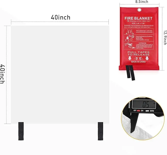 LUXJET Emergency Fire Blanket for Home Kitchen Fiberglass Suppression Fire Blanket, Fire Extinguisher for Camping, Kitchen, Boat, Car & Office, Amusement Building