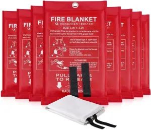 LUXJET Emergency Fire Blanket for Home Kitchen Fiberglass Suppression Fire Blanket, Fire Extinguisher for Camping, Kitchen, Boat, Car & Office, Amusement Building