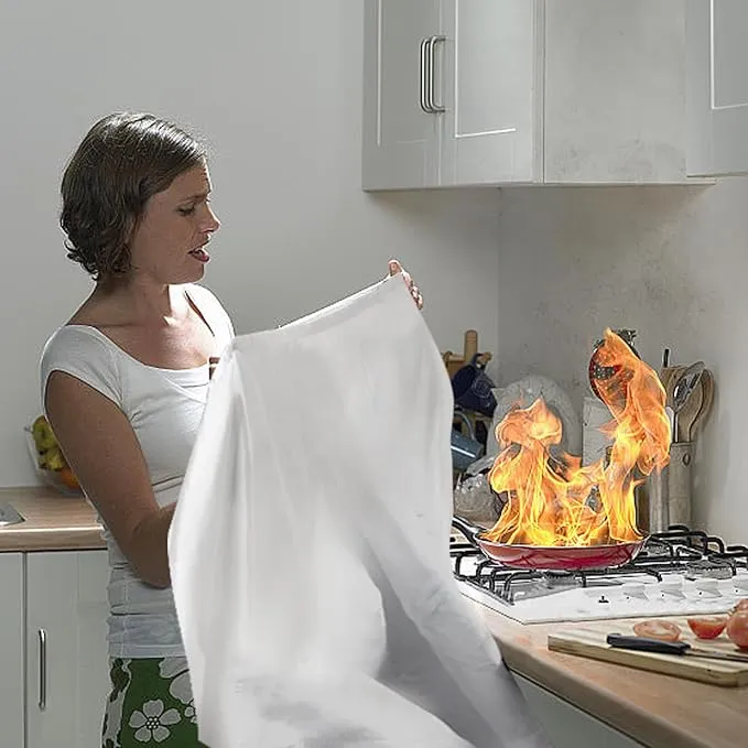 LUXJET Emergency Fire Blanket for Home Kitchen Fiberglass Suppression Fire Blanket, Fire Extinguisher for Camping, Kitchen, Boat, Car & Office, Amusement Building