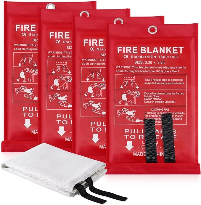 LUXJET Emergency Fire Blanket for Home Kitchen Fiberglass Suppression Fire Blanket, Fire Extinguisher for Camping, Kitchen, Boat, Car & Office, Amusement Building