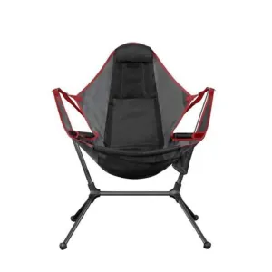 Luxury Reclining Outdoor Swing Chair with Cup Holder and Storage Pocket - Red