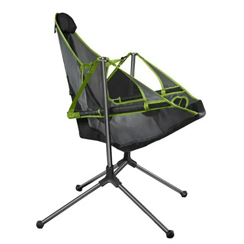 Luxury Reclining Outdoor Swing Chair with Cup Holder and Storage Pocket - Red