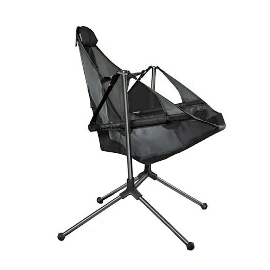 Luxury Reclining Outdoor Swing Chair with Cup Holder and Storage Pocket - Red