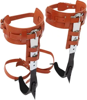 LYNICESHOP Professional Stainless Steel Tree Climbing Spurs, Multi-Functional Safety Harness w/Cowhide Straps, 440lbs Capacity Gear for Arborists, Hunters, Survivalists