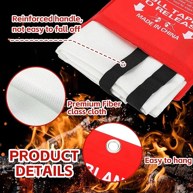 Macarrie 40 Pack 39” x 39” Fire Blanket Emergency Fire Blanket for Home and Kitchen Suppression Blanket Safety Fiberglass Fireproof Blanket Survival for Fireplace Car Office Camping (Red)