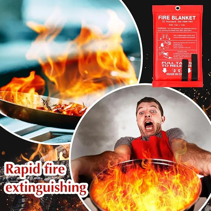 Macarrie 40 Pack 39” x 39” Fire Blanket Emergency Fire Blanket for Home and Kitchen Suppression Blanket Safety Fiberglass Fireproof Blanket Survival for Fireplace Car Office Camping (Red)