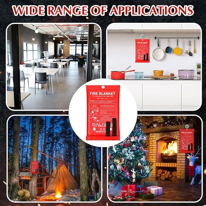 Macarrie 40 Pack 39” x 39” Fire Blanket Emergency Fire Blanket for Home and Kitchen Suppression Blanket Safety Fiberglass Fireproof Blanket Survival for Fireplace Car Office Camping (Red)