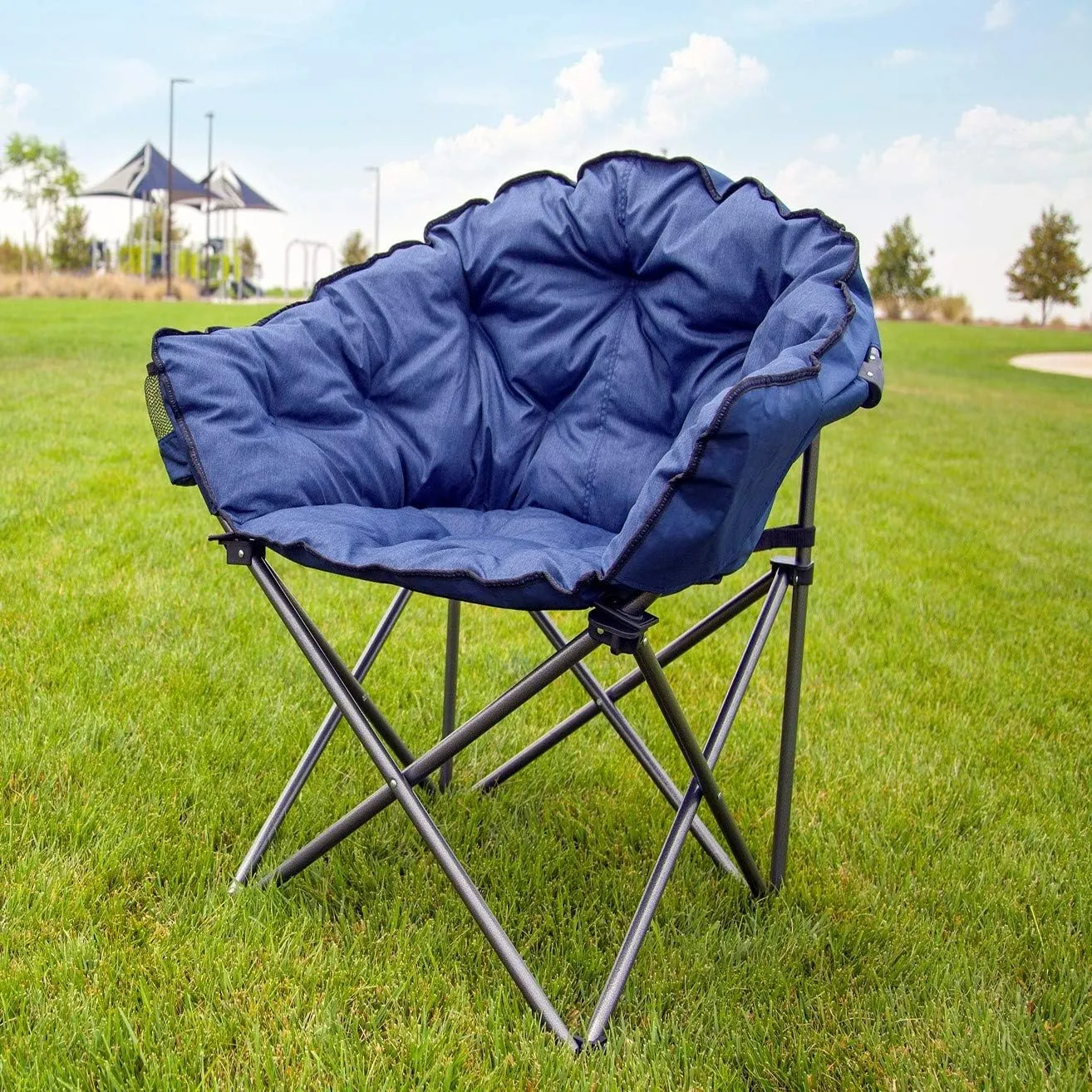 MacSports Outdoor Folding Lounge Chair and Woods 40' Extension Cord with Power Block, 16/3 White