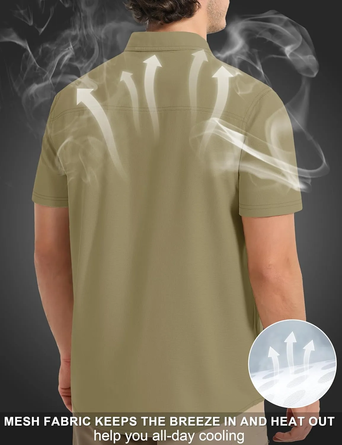 MAGCOMSEN Men's UPF 50  Fishing Shirts UV Sun Protection Cooling Quick Dry Short Sleeve Shirts for Hiking Safari Camping
