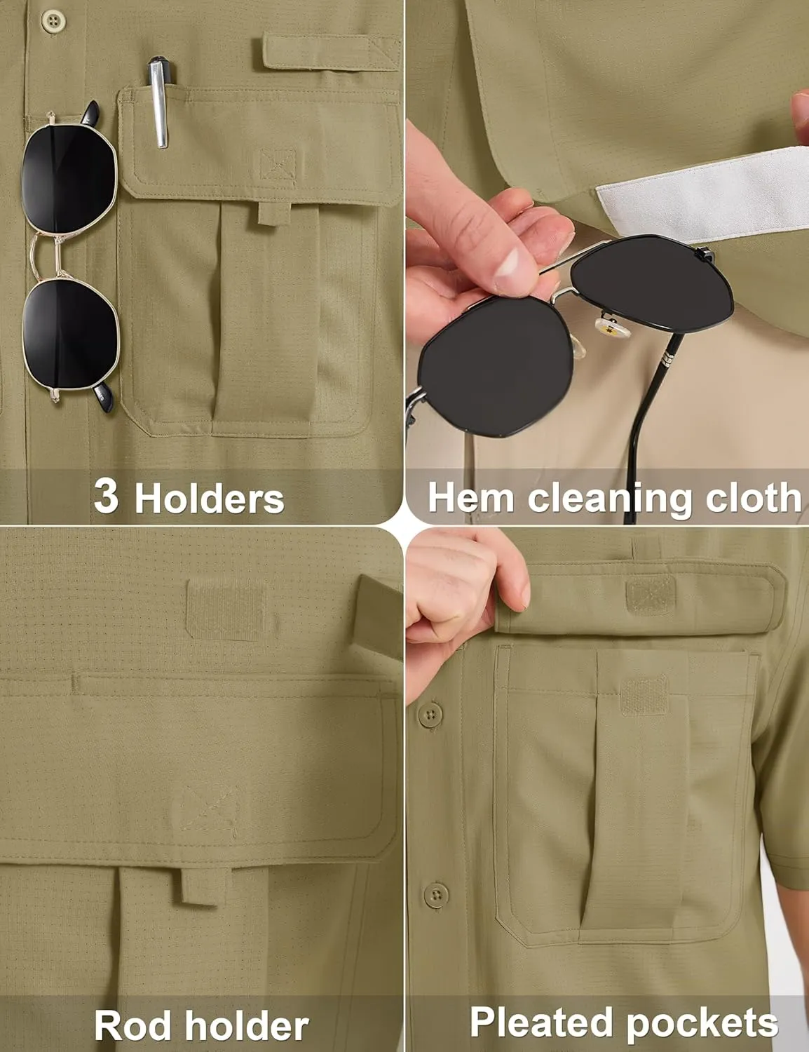 MAGCOMSEN Men's UPF 50  Fishing Shirts UV Sun Protection Cooling Quick Dry Short Sleeve Shirts for Hiking Safari Camping