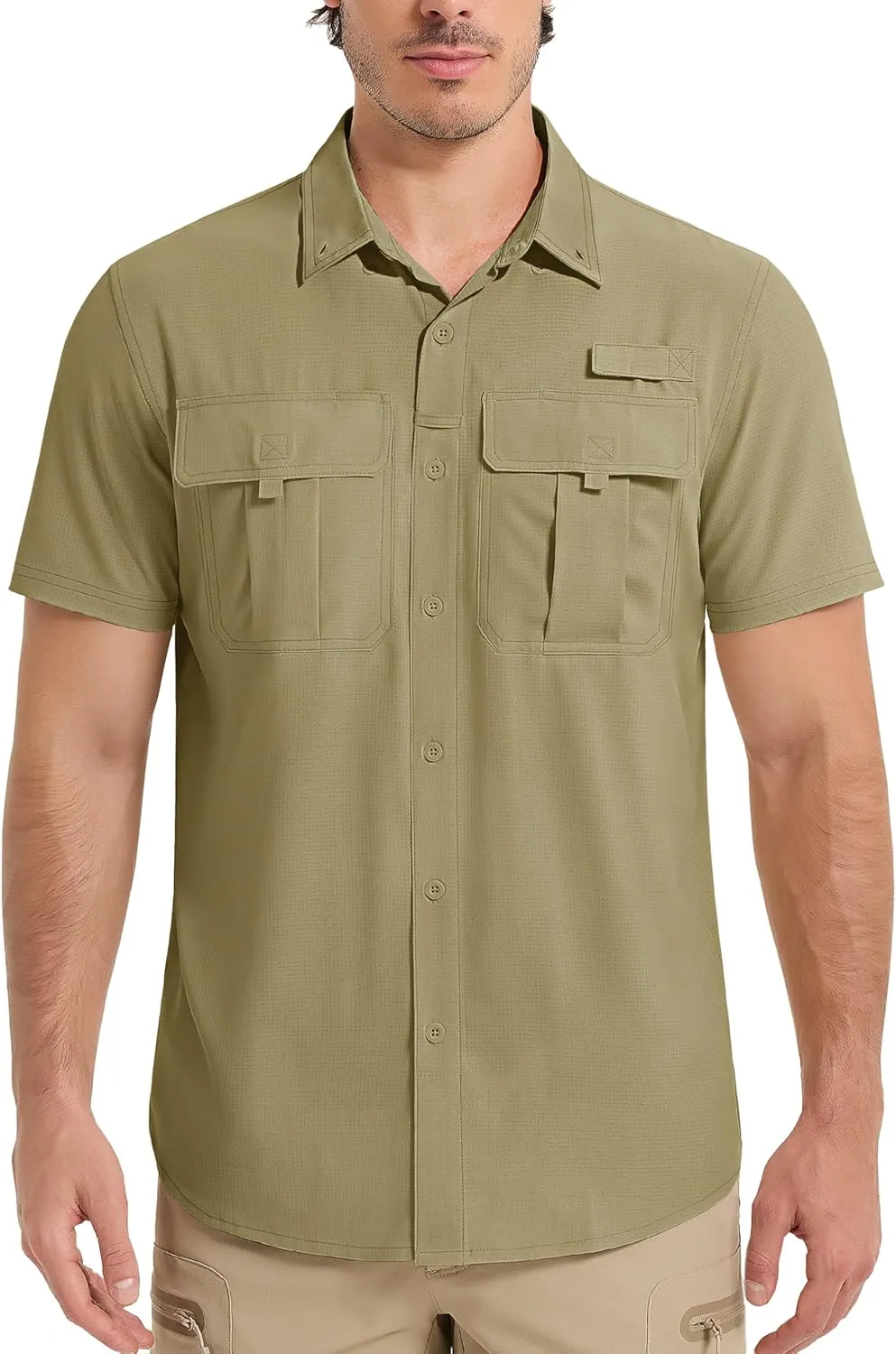 MAGCOMSEN Men's UPF 50  Fishing Shirts UV Sun Protection Cooling Quick Dry Short Sleeve Shirts for Hiking Safari Camping