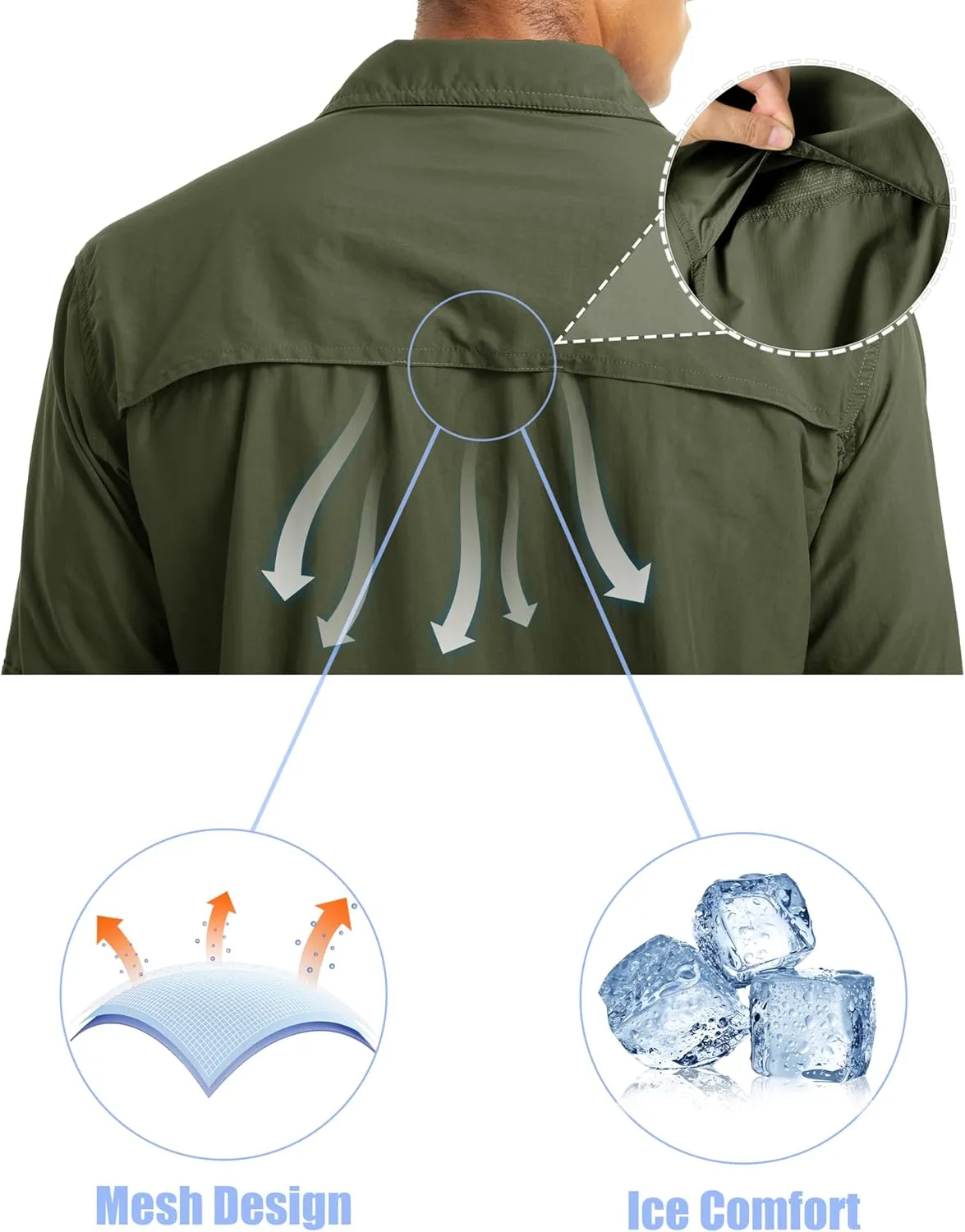 MAGCOMSEN Men's UPF 50  Sun Protection Shirts, Button Down Long Sleeve Shirt for Hiking, Fishing, Safari
