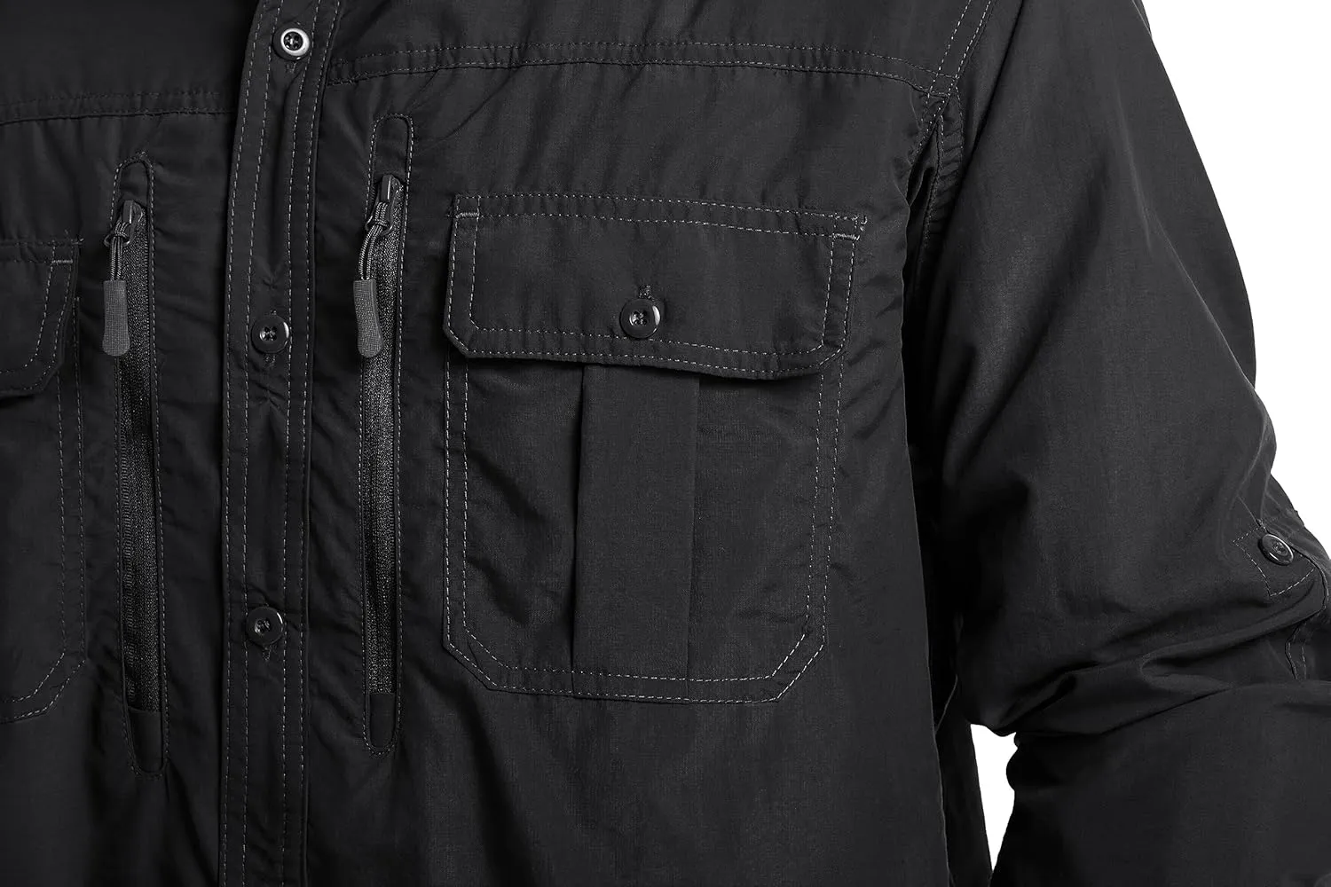 MAGCOMSEN Men's UPF 50  Sun Protection Shirts, Button Down Long Sleeve Shirt for Hiking, Fishing, Safari