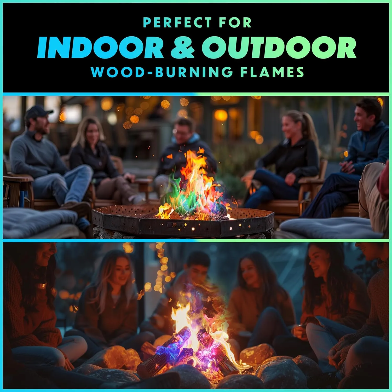 Magical Flames Fire Color Changing Packets - Fire Pit Accessories for Outside Use - Camping Essentials - 12 Pack - Camper Accessories - Camper Must Haves