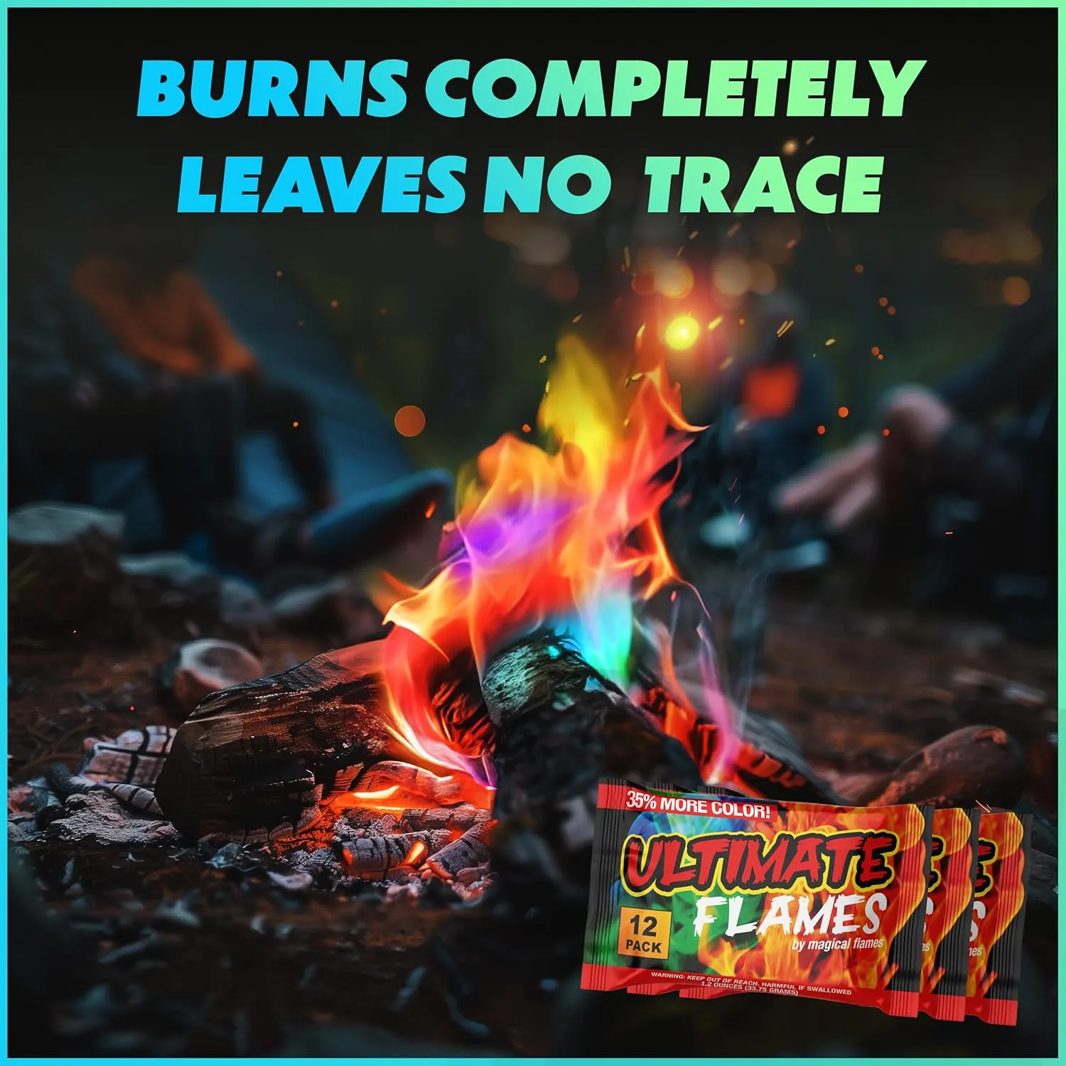Magical Flames Fire Color Changing Packets - Fire Pit Accessories for Outside Use - Camping Essentials - 12 Pack - Camper Accessories - Camper Must Haves