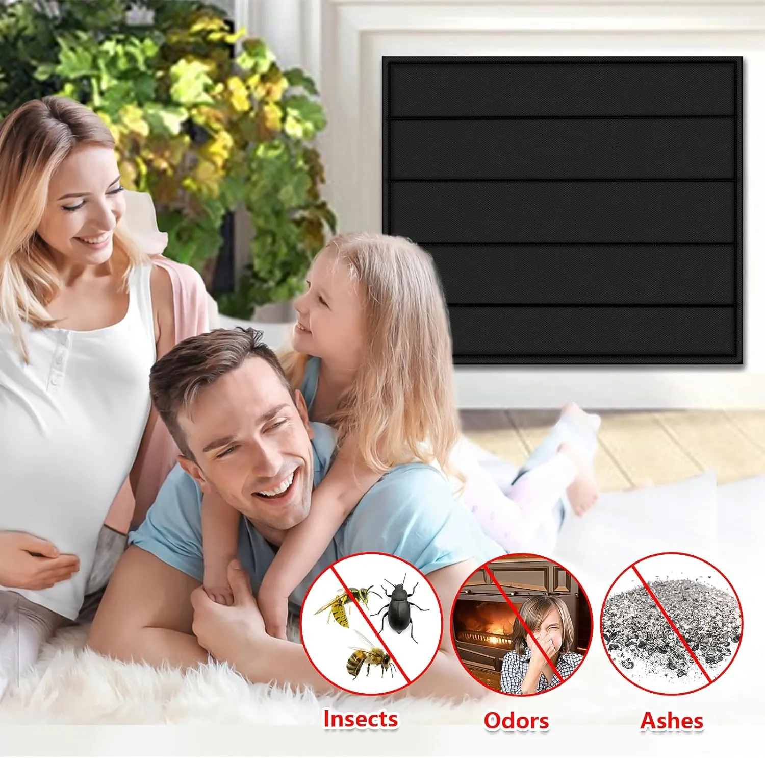 Magnetic Fireplace Blanket for Heat Loss Indoor Fireplace Covers Keep Drafts Out Stops Heat Loss Fireplace Draft Stopper with Built-in 12 Strong Magnet for Iron Fireplace Frame Fireplace Screen 36x27
