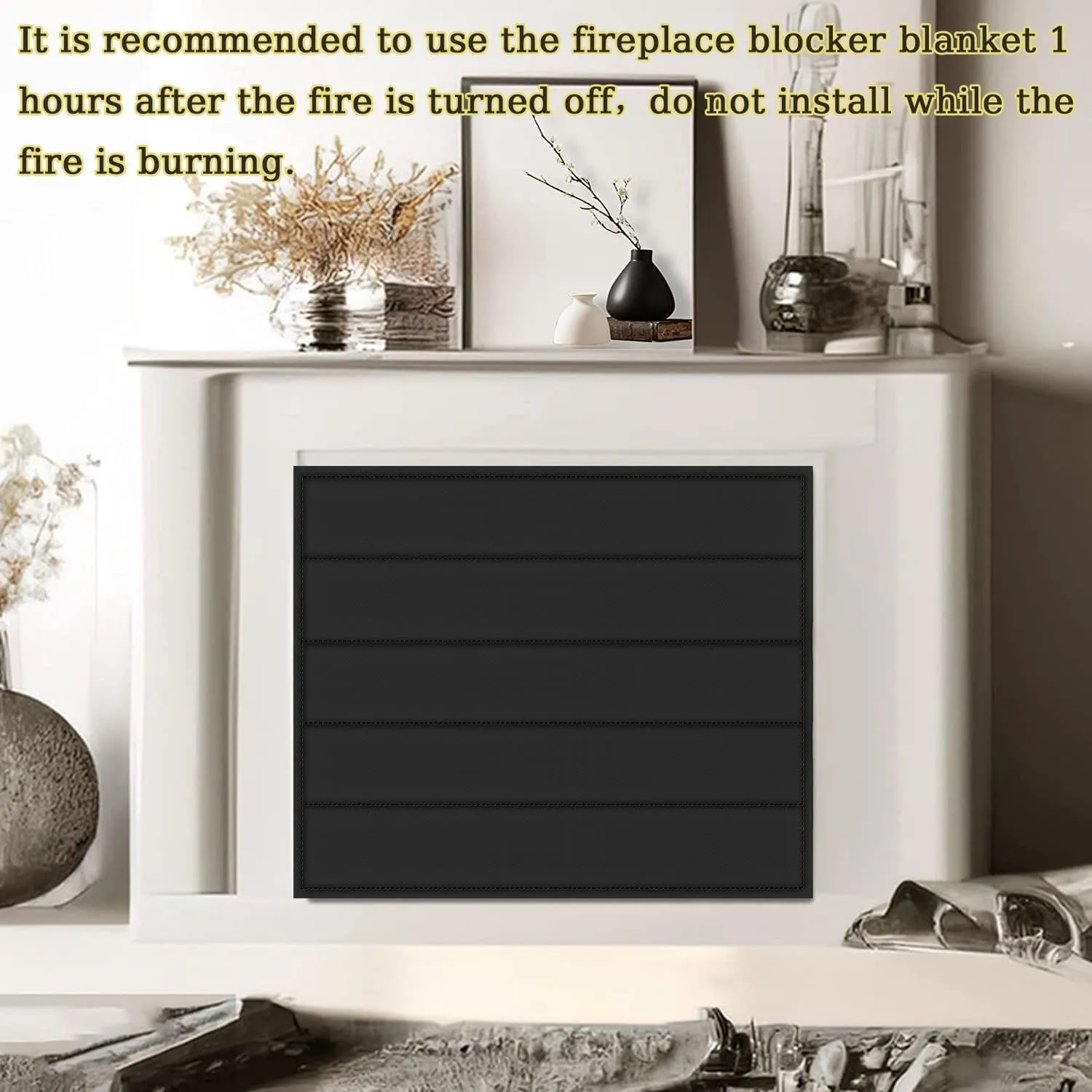 Magnetic Fireplace Blanket for Heat Loss Indoor Fireplace Covers Keep Drafts Out Stops Heat Loss Fireplace Draft Stopper with Built-in 12 Strong Magnet for Iron Fireplace Frame Fireplace Screen 36x27