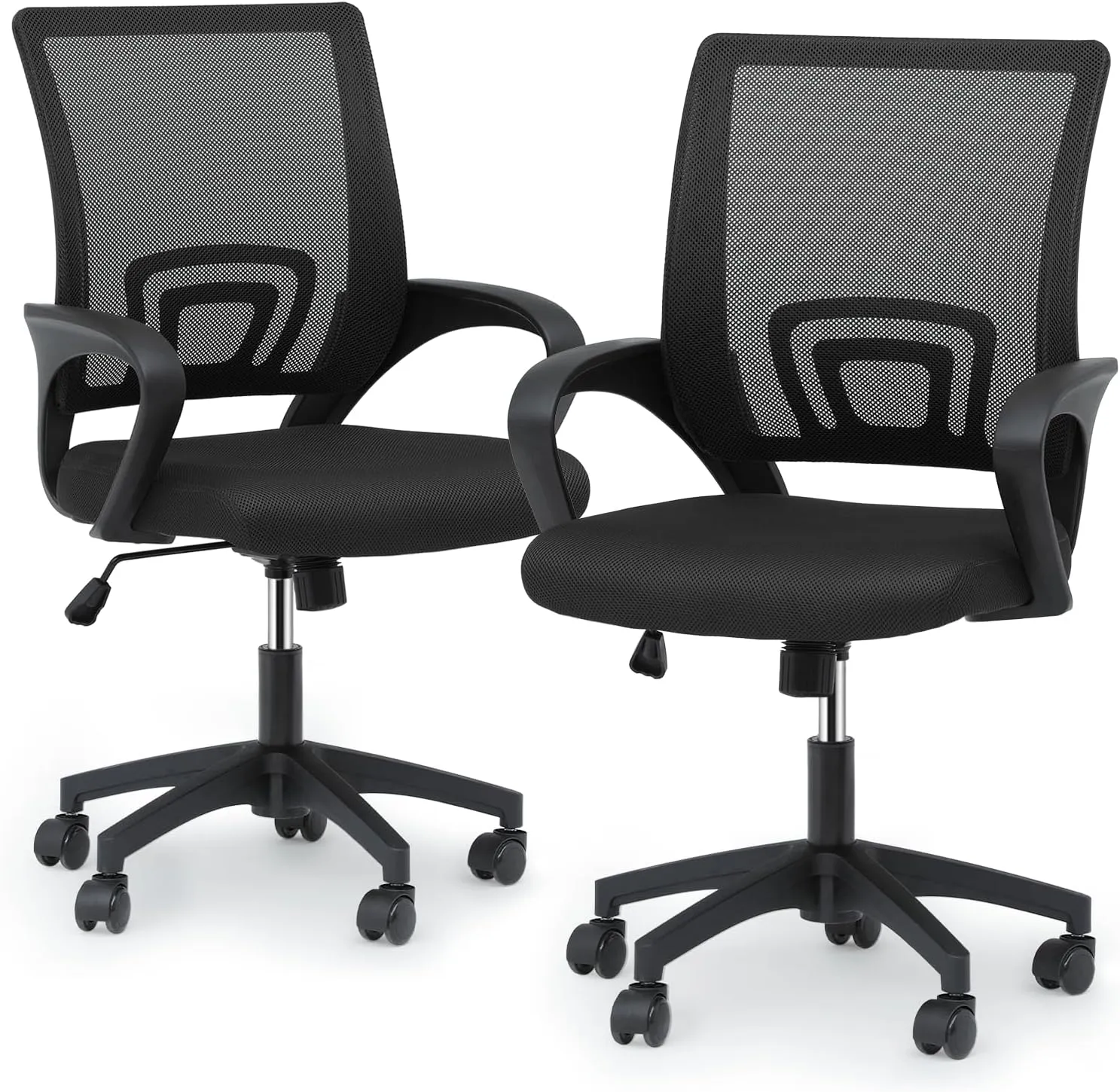 Magshion Office Mesh Chair Set of 2, Breathable Mesh, Rolling Swivel Task Chairs for Home Office, 2 Pack Comfortable Computer Chair, 300 Lbs Capacity, Black
