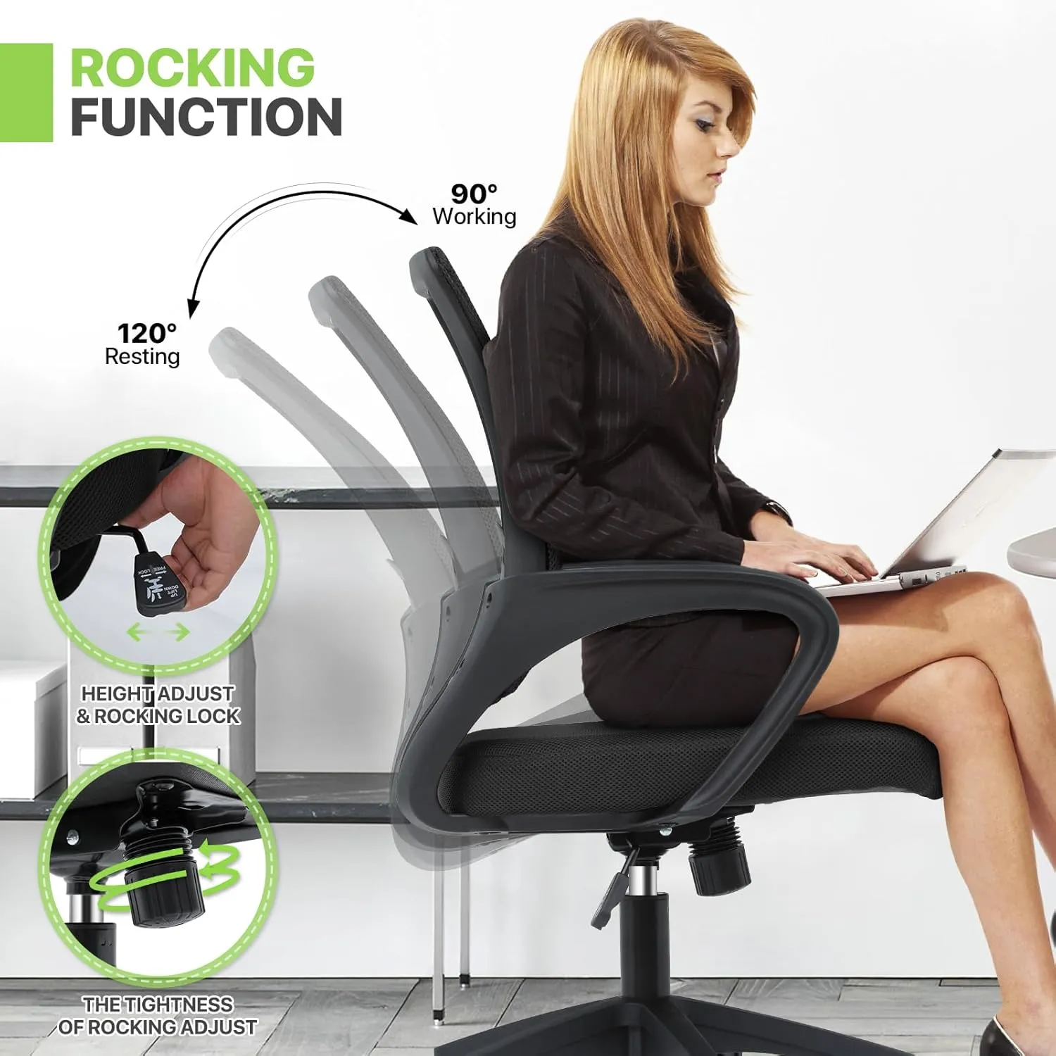 Magshion Office Mesh Chair Set of 2, Breathable Mesh, Rolling Swivel Task Chairs for Home Office, 2 Pack Comfortable Computer Chair, 300 Lbs Capacity, Black