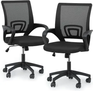 Magshion Office Mesh Chair Set of 2, Breathable Mesh, Rolling Swivel Task Chairs for Home Office, 2 Pack Comfortable Computer Chair, 300 Lbs Capacity, Black