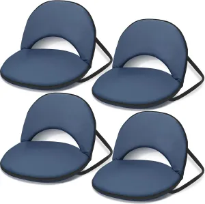 Maitys 4 Pcs Stadium Seats for Bleachers with Back Support and Cushion Folding Bleacher Seat with Backrest Wide Padded School Floor Chairs 5 Reclining Positions(29.5 x 21.7 x 2 Inch,Navy Blue)