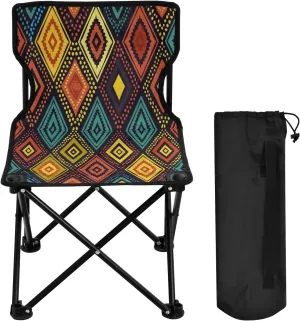 Mandala Colorful Flower Pattern Portable Outdoor Folding Chair Anti-Slip Padded Oxford Cloth Stool Camping Chair Small for Beach Hiking Fishing Gardening Quad Camp Chair