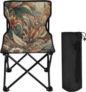 Mandala Pattern Portable Outdoor Folding Chair Anti-Slip Padded Oxford Cloth Stool Camping Chair Small for Beach Hiking Fishing Gardening Quad Camp Chair