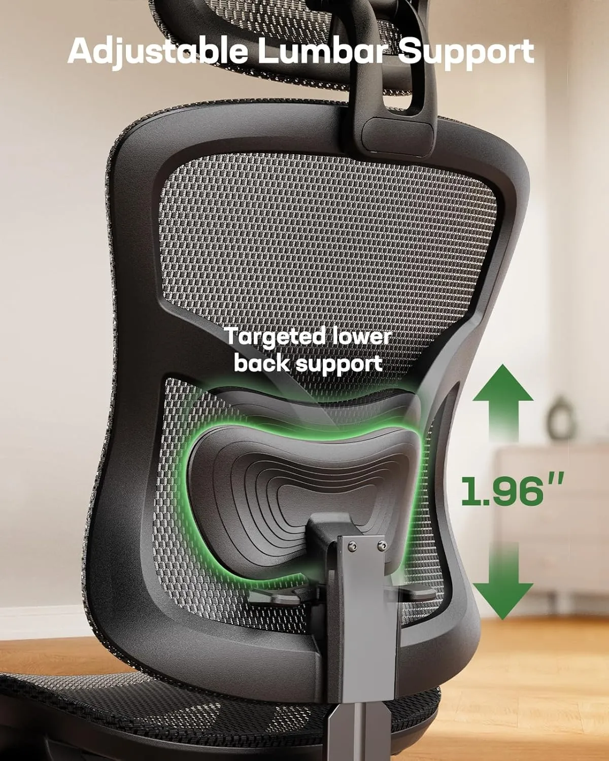 Marsail Ergonomic Office Chair, Ergonomic Gaming Chair with Adjustable Lumbar Support, 2D Headrest & Up and Down Armres
