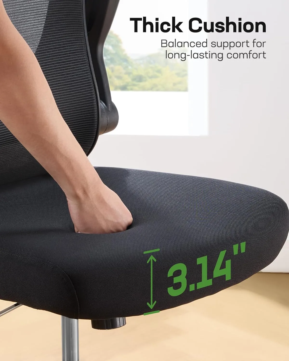 Marsail Ergonomic Office Chair: Gaming Chair with 3D Lumbar Support, 3D Headrest, Flip-up Armrests, Swivel Task Chair with 90-120° Tilt Lock, Thick Cushion (Ink Black)