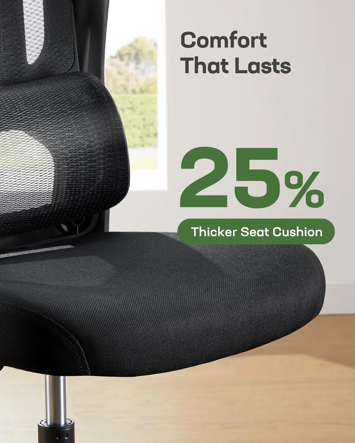Marsail Ergonomic Office Chair with Adjustable Lumbar Support, High Back Desk Chair with 2D Headrest & Flip-Up Armrests Gaming Computer Task Chair Tilt Function Black