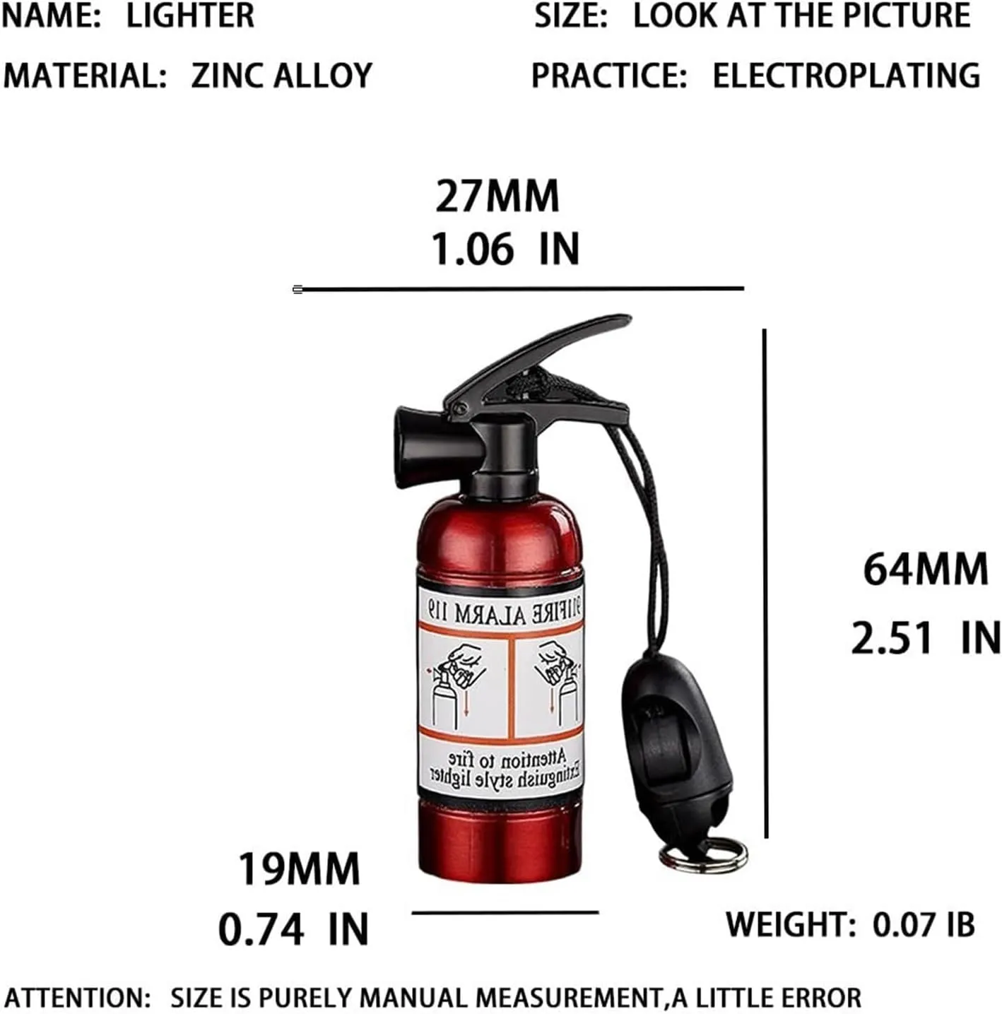 Match Keychain Lighter, Kerosene refillable, Waterproof Permanent Match Lighter, Flint Metal Lighter, Suitable for Outdoor Camping Survival Gear (Kerosene not Included) - Silver(Red-1)