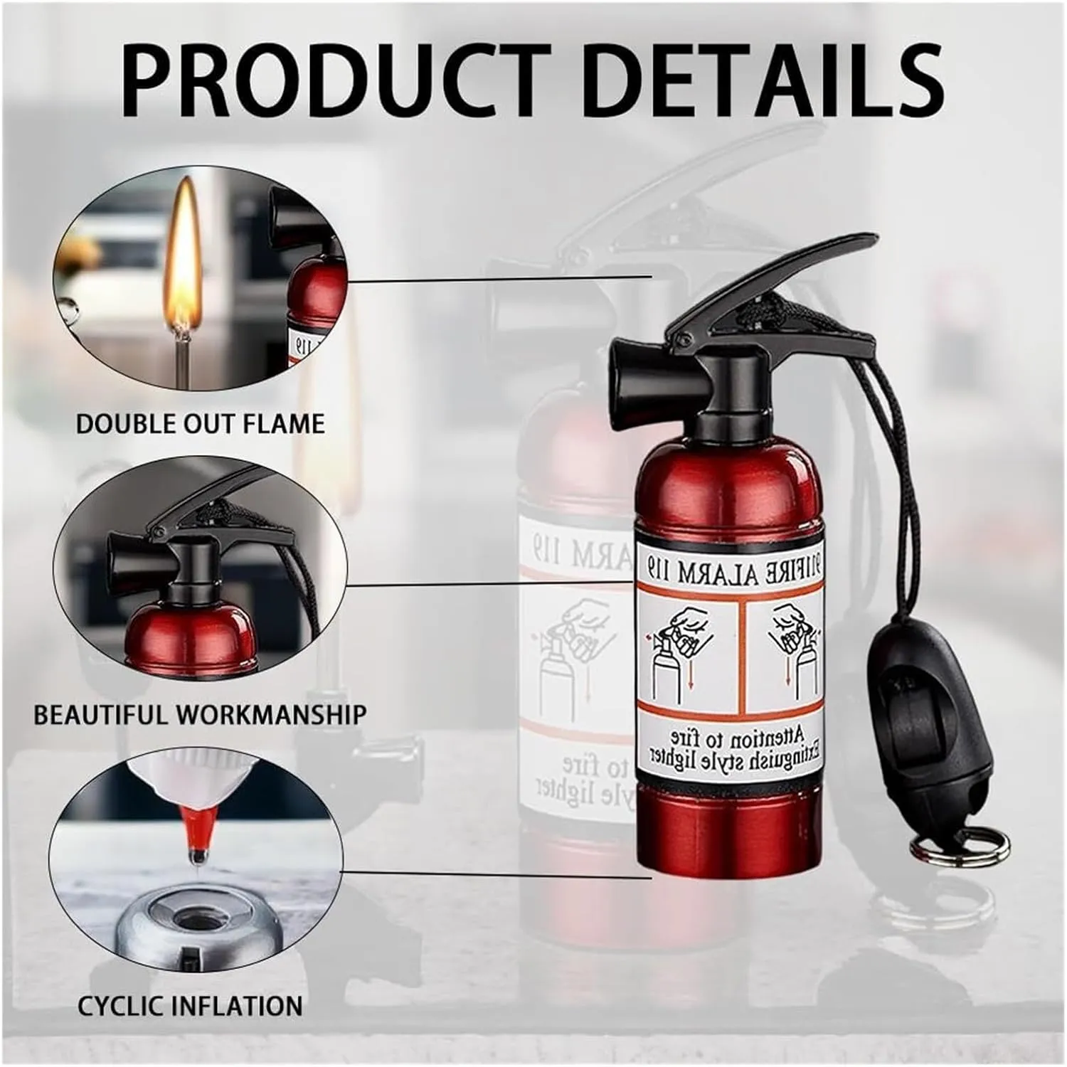 Match Keychain Lighter, Kerosene refillable, Waterproof Permanent Match Lighter, Flint Metal Lighter, Suitable for Outdoor Camping Survival Gear (Kerosene not Included) - Silver(Red-1)