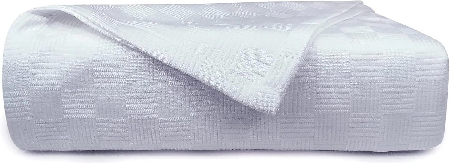 MAURA All Season Cotton Decorative Thermal Bed Blankets, Classic Basket Wave Breathable, Super Soft, Cozy Blanket and Perfect for Layering Any Bed. King Large Size 108”x 90”