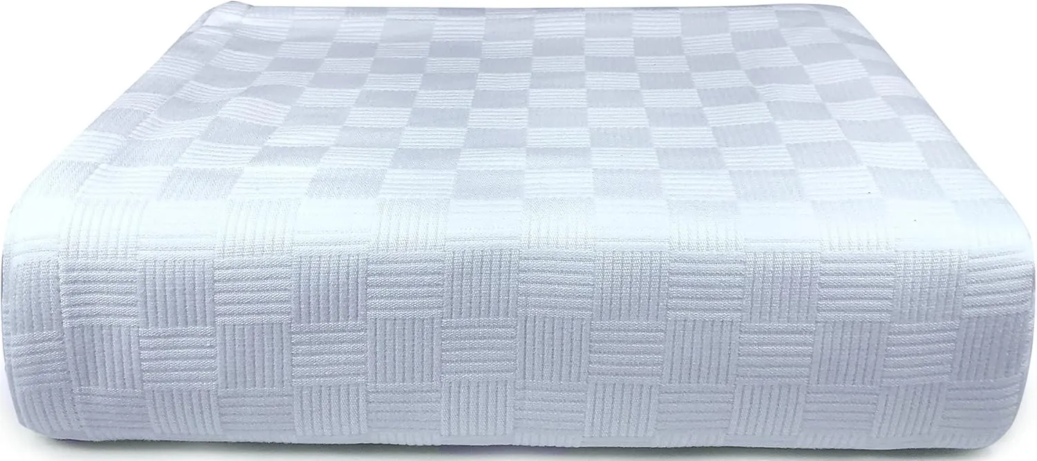 MAURA All Season Cotton Decorative Thermal Bed Blankets, Classic Basket Wave Breathable, Super Soft, Cozy Blanket and Perfect for Layering Any Bed. King Large Size 108”x 90”