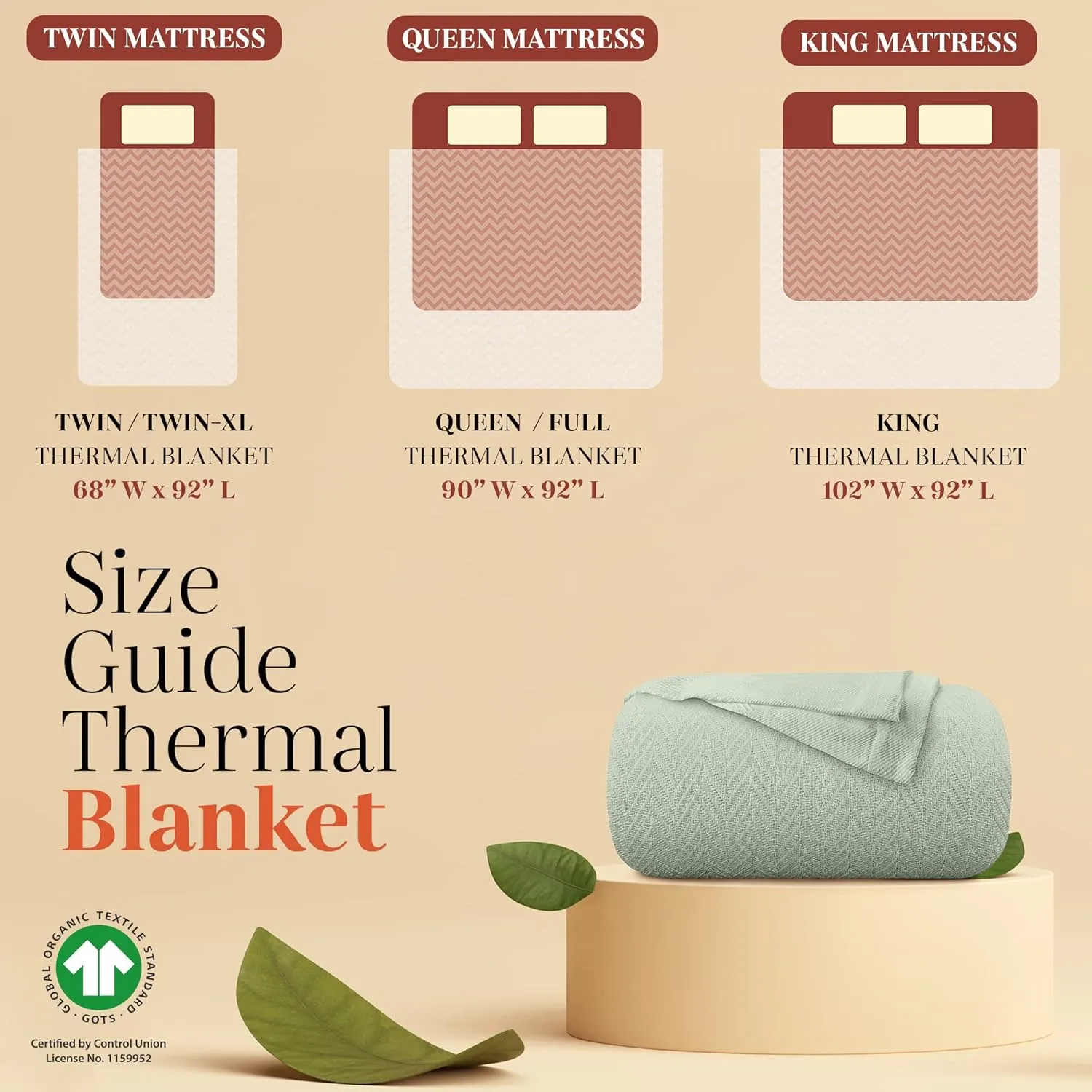 Mayfair Linen Knitted Geometric Herringbone Pattern Handwoven Blanket 100% Long Staple Cotton - Soft & Cozy Thermal All Season Throw for Bed Couch Chair Outdoors (Twin/Twin XL, Sage Green)
