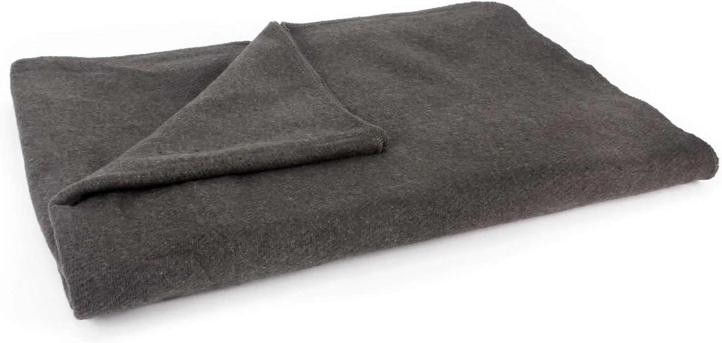 MediTac Grey Warm Wool Fire Retardant Blanket, 62" x 80" (52% Wool) - US Military Style
