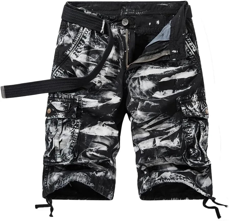 Men's Camouflage Military Cargo Shorts - Summer Regular-Fit Cotton Tactical Shorts with 6 Multi-Pockets