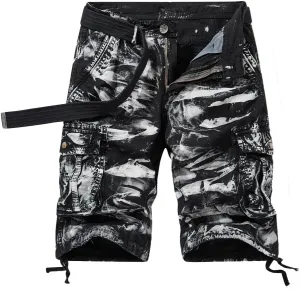 Men's Camouflage Military Cargo Shorts - Summer Regular-Fit Cotton Tactical Shorts with 6 Multi-Pockets