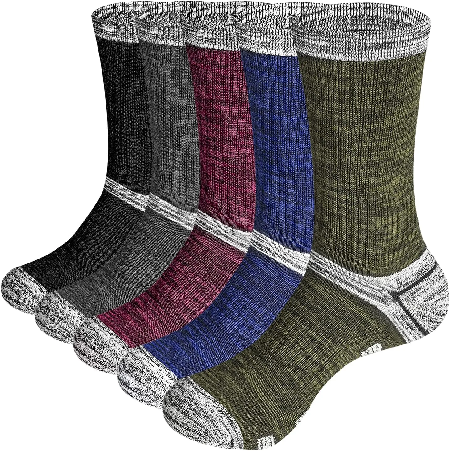 Men's Cushioned Crew Hiking Socks Moisture Wicking Anti-Odor Cotton Comfort Work Socks Thick Casual Mens Socks For Men