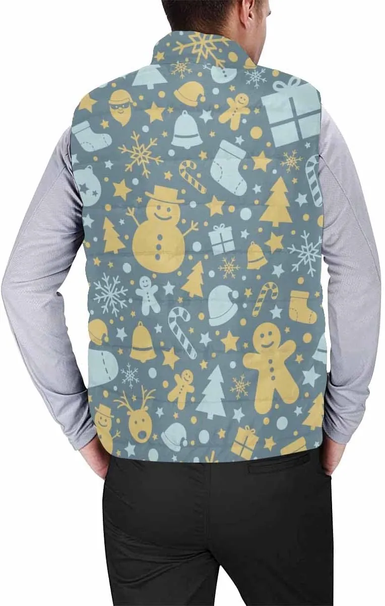Mens Down Vest Cat In Christmas Men'S Winter Warm Outdoor Padded Puffer Vest Thick Fleece Lined Sleeveless Jacket