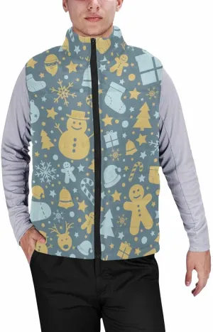 Mens Down Vest Cat In Christmas Men'S Winter Warm Outdoor Padded Puffer Vest Thick Fleece Lined Sleeveless Jacket