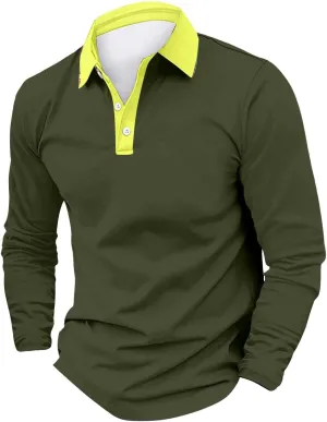 Mens Gifts and Autumn Casual Business Fashion Printing Long Sleeve Lapel Cotton Classic Long Sleeve Thermal Button